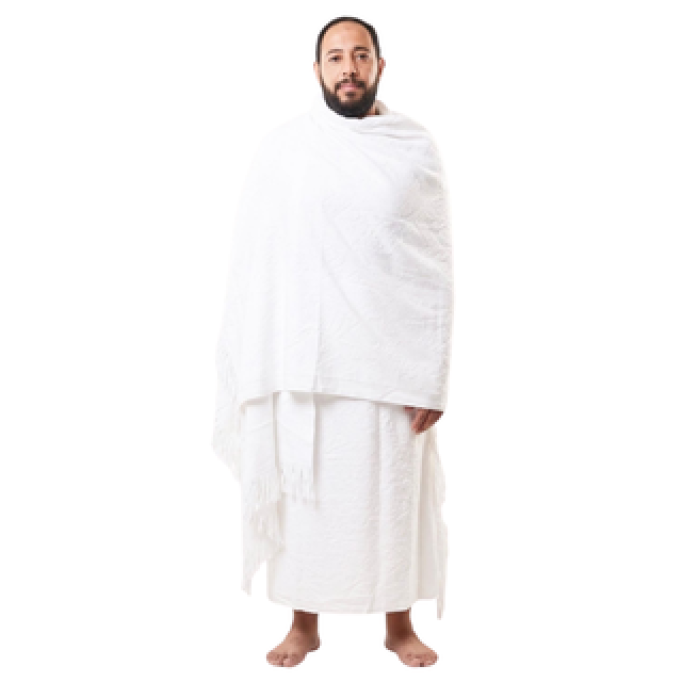 إحرام رجالي قطن بامبو طبيعي مجهز بالكباسين